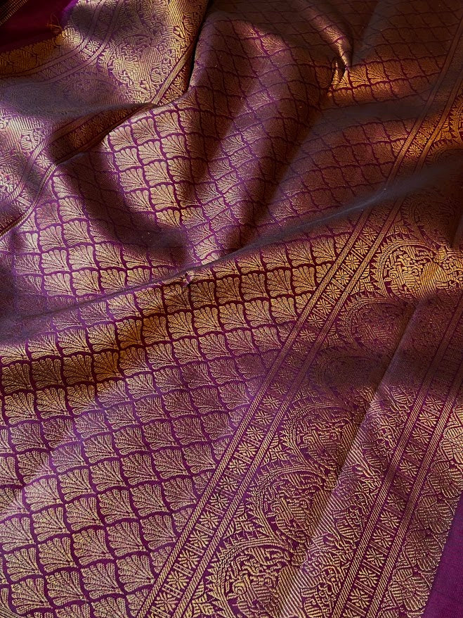 Aubergine vines silk saree 2