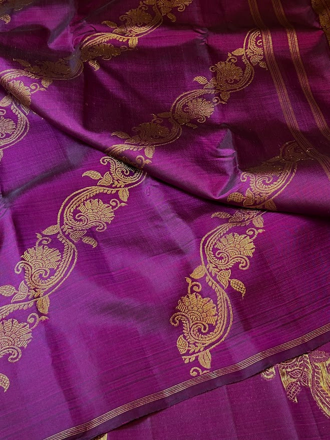 Aubergine vines silk saree 3