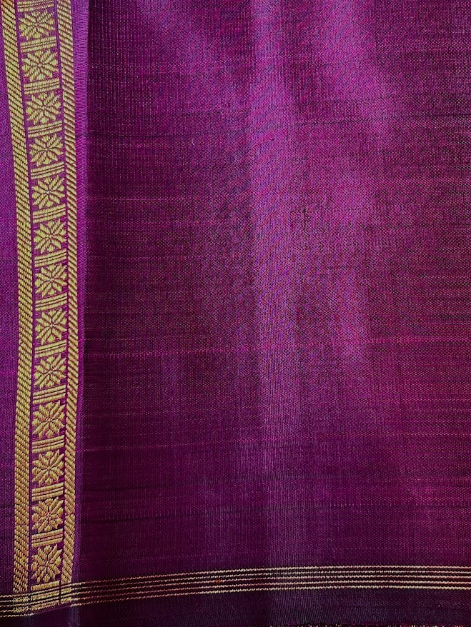 Aubergine vines silk saree 4