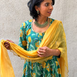 Green Floral Cotton Kalidar Set