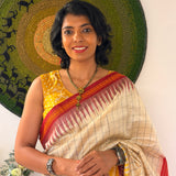 Tissue Woven Ikat Silk Saree - Beige