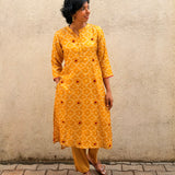 Yellow Bandhani Silk Coord Set