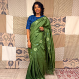 Jhaalar Zinnia Tussar Silk Saree - Green