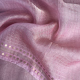 Metallic zari striped organza saree