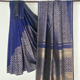 Nihira Terraced Fields Kanchipuram Silk Saree - Dark Blue