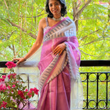 Nisha Geometric Organza Saree - Mauve