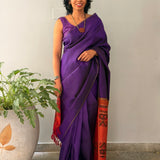 Kalpataru Kalamkari Silk Saree - Purple