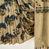 Kalpataru Intertwined Kalamkari Silk Saree - Cream