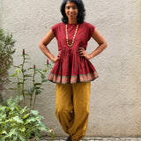 Kaleidoscope Merge Fit and Flare Kanchi Cotton Top - Maroon