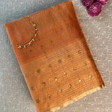 Metallic handwoven organza saree