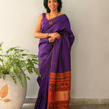 Kalpataru Kalamkari Silk Saree - Purple