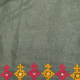 Tushara Zari Checks Tussar Saree - Sage