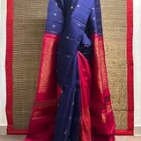 Ranya Vanasingaram Pallu Kanchi Silk Saree - Navy