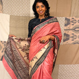 Veena Daylily Tussar Silk Saree - Pink