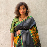 Green Zari Striped Silk Blouse