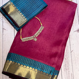 Mishrita thistle blue organza saree