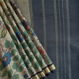 Kalpataru Flora and Fauna Kalamkari Silk Saree - Black