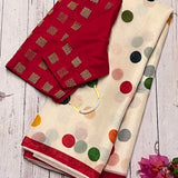 Nisha Retro Dots Organza Saree