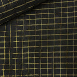 Charita Zari Checks Kanchipuram Silk Fabric - Black