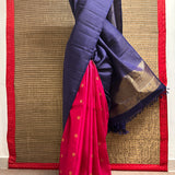 Ranya Dots Kanchipuram Silk Saree - Navy Blue