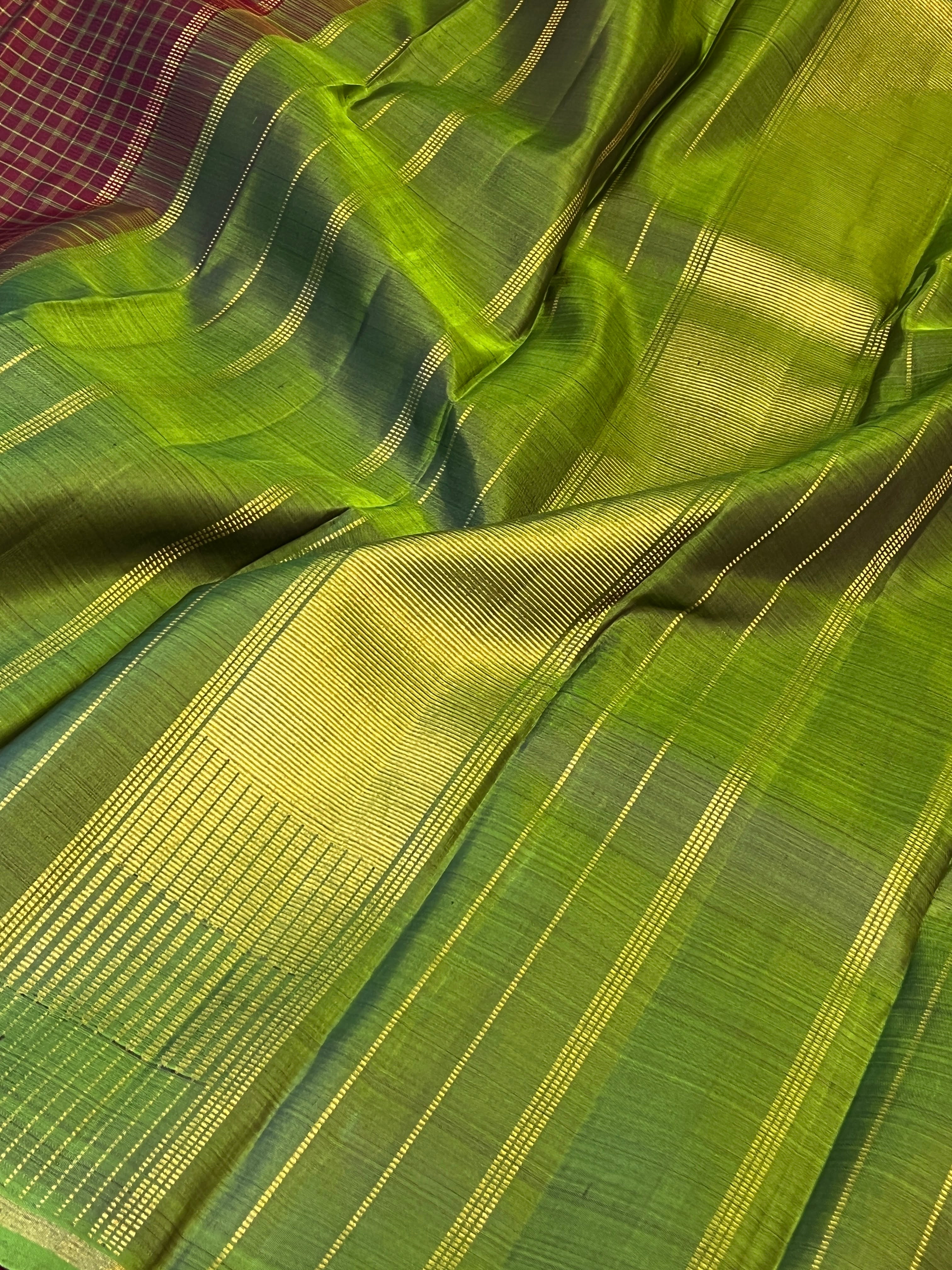 Charita chettinad checked Kanchipuram silk saree