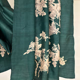 Veena Floral Art Tussar Saree - Green and Beige