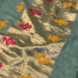 Tushara Zari Checks Tussar Saree - Sage