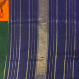 Kalpataru Kamadhenu Half and Half Kalamkari Silk Saree - Orange