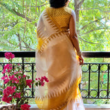 Nisha Geometric Organza Saree - Yellow
