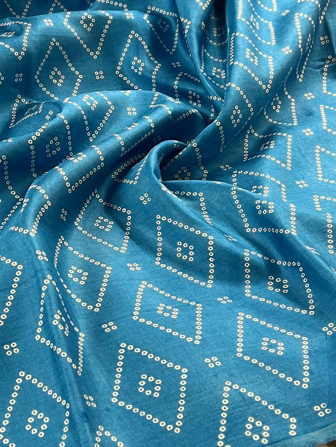 Bandhini print kanchipuram silk fabric