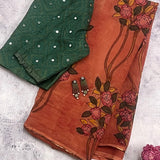 Bed of roses chiffon kalamkari saree