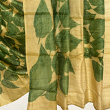 Veena Sacred Fig Tussar Saree - Yellow and Green