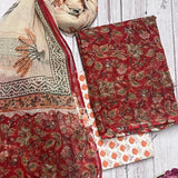 Red floral printed kota kurta set