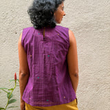 Kaleidoscope Scatter Sleeveless Kanchi Cotton Top - Purple