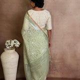 Organza chikankari saree