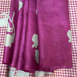Veena Plaid Flowers Tussar Saree - Purple