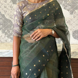 Zari striped handwoven organza saree