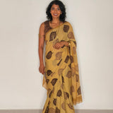 Fiza Leaf Chiffon Saree - Brown