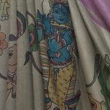 Kalpataru Kamadhenu Kalamkari Silk Saree - Mocha