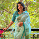 Nisha Floral Organza Saree - Green