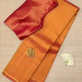 Lavanyam Plain Kanchipuram Silk Saree - Orange