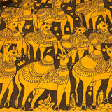 Kalpataru Floral Kalamkari Silk Saree - Black and Yellow
