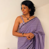 Zephyr Cutwork Embroidered Cotton Saree - Lavender