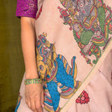 Kalpataru Ganesha Kalamkari Silk Saree - Pink