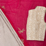 Mishrita Embroidered Colour Block Chiffon Saree