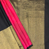 Mila Foliage Printed Kanchipuram Silk Saree - Pink