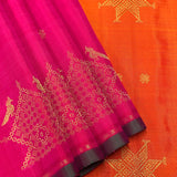 Vera Perching Parakeets Kanchipuram Silk Saree - Fuchsia