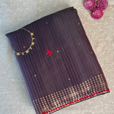 Metallic kutch embroidered organza saree