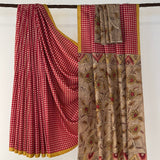 Kalpataru Printed Checks Kanchipuram Silk Saree - Red
