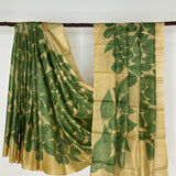 Veena Sacred Fig Tussar Saree - Yellow and Green